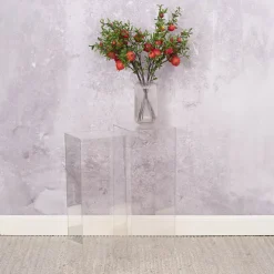 Square Acrylic Plinth Set 2 Clear (29x80cmH)