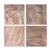 Square Ceramic Coaster Wood Pack 4 Brown (10x10x3.4cm)