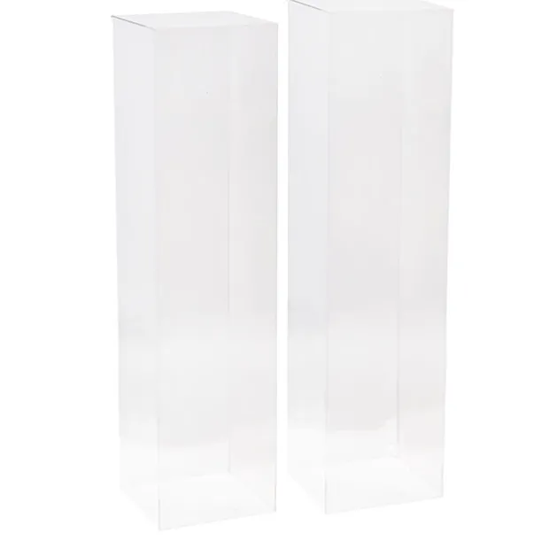 Square Deluxe Acrylic Plinth Set 2 Clear (29x120cmH)