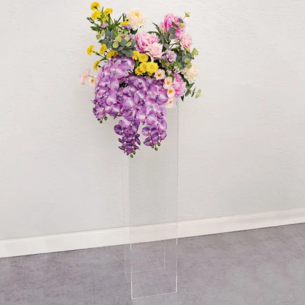 Square Deluxe Acrylic Plinth Set 2 Clear (29x120cmH)