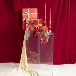 Square Deluxe Acrylic Plinth Set 2 Clear (30x90cmH)