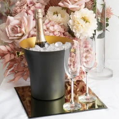 Square Mirror Glass Bevelled Plate Pack2 Gold (30.5x30.5cmH)