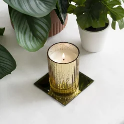 Square Mirror Glass Bevelled Plate Pack 4 Gold (10x10cmH)