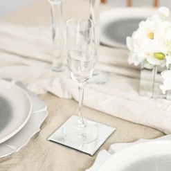 Square Mirror Glass Bevelled Plate Pack 4 Silver (10x10cmH)