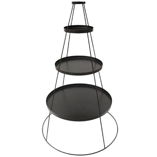 Stackable Metal Stand w Plates Set 4 Black (120cmH)