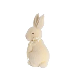 Standing Bunny Rabbit w Turning Head & Bow Cream (25.5cmH)