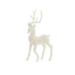 Standing Flocked Reindeer White (37cmH)