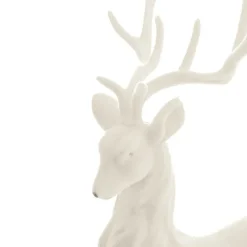 Standing Flocked Reindeer White (37cmH)