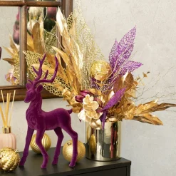 Standing Flocked Reindeer Plum (37cmH)