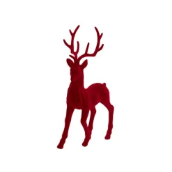 Standing Flocked Reindeer Dark Red (37cmH)