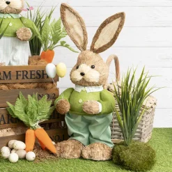 Standing Male Bunny Holding Egg Pick Green (62cmH)