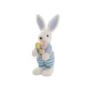 Standing Male Bunny w Egg Bouquet Blue & White (30cmH)