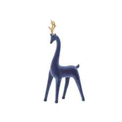 Standing Reindeer w Gold Antler Navy (35.5cmH)