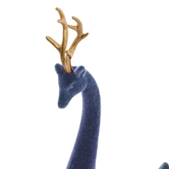 Standing Reindeer w Gold Antler Navy (35.5cmH)