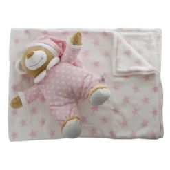 Starbright Teddy Bear Gift Pack Bear and Blanket Pink