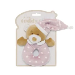 Starbright Teddy Bear Ring Rattle Pink (16cm)