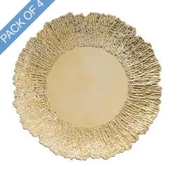 Starburst Charger Plate Pack 4 Gold (33cmD)