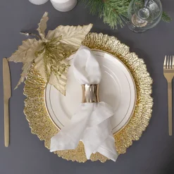 Starburst Charger Plate Pack 4 Gold (33cmD)