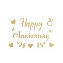 Sticker Happy Anniversary Hearts Pack 10 Gold (20x28cmL)