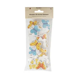 Sticker Wooden Butterflies Assorted Pack 50 (38Wmmx35Hmm)