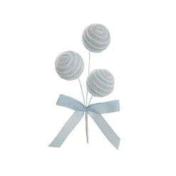 Striped 3 Ball Pick w Bow Soft Blue (34cmH)