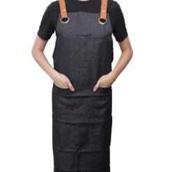 Stylish Denim Apron With Pockets Charcoal (81x87cm)
