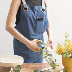 Stylish Denim Apron With Pockets Dark Blue (81x87cm)