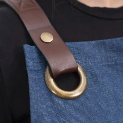 Stylish Denim Apron With Pockets Dark Blue (81x87cm)