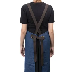 Stylish Denim Apron With Pockets Dark Blue (81x87cm)