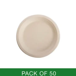 Sugarcane Lunch Plate Natural (18cm) Pack 50