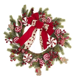 Sweet Candy Gingerbread Man Wreath Red (55cmD)