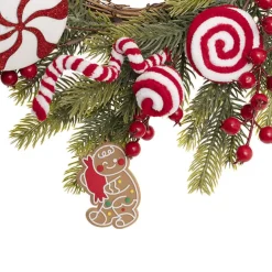 Sweet Candy Gingerbread Man Wreath Red (55cmD)