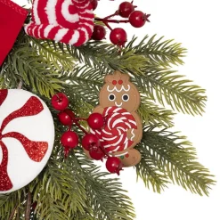 Sweet Candy Gingerbread Man Wreath Red (55cmD)