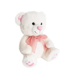 Sweetheart Teddy Bear Molly w Bow White (25cmST)