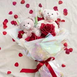 Sweetheart Teddy Bear Molly w Bow White (25cmST)