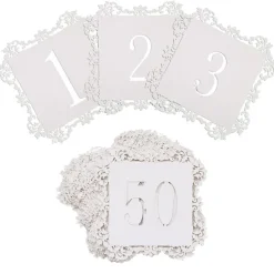 Table Numbers 1 to 50 Bordered White (10x10cmH)