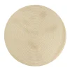 Table Placemat Set 2 Round Rattan Look Champagne (38cmD)