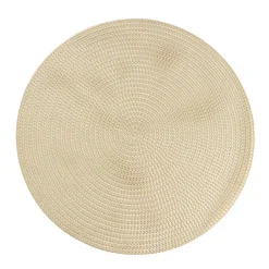 Table Placemat Set 2 Round Rattan Look Champagne (38cmD)