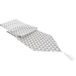 Table Runner Geometric Pattern Light Grey (30cmx180cmL)