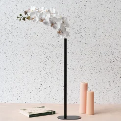 Tall Single Metal Tube Vase Black (15x9x50cmH)