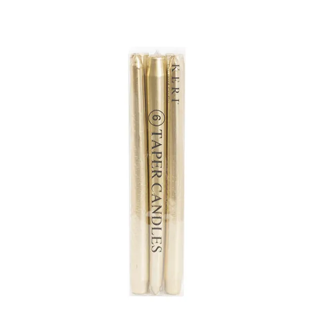 Taper Dinner Candle Pack 6 Gold (2cm x 25cmH)