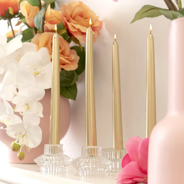 Taper Dinner Candle Pack 6 Gold (2cm x 25cmH)