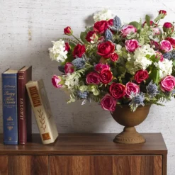 Tea Rose Spray 5 Heads White (65cm)