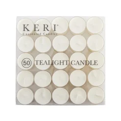 Tealight Candle 4 Hour Clear Cup 50 Pack White (38mmx17mmH)