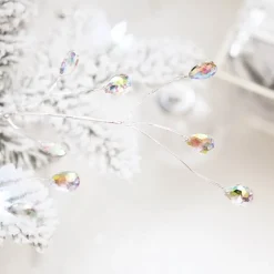 Teardrop Iridescent Acrylic Crystal Spray Silver (70cmH)