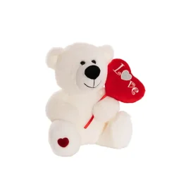 Teddy Bear Bruno w Love Heart Balloon Plush White (27cmST)
