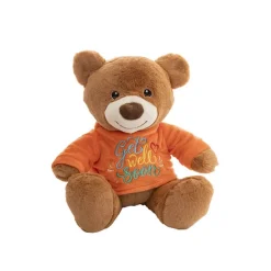 Teddy Bear Caleb w Get Well Soon T-Shirt Orange (21cmST)