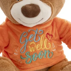 Teddy Bear Caleb w Get Well Soon T-Shirt Orange (21cmST)