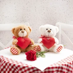 Teddy Bear Derrick w Heart Plush Toy White (21cmST)