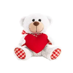 Teddy Bear Derrick w Heart Plush Toy White (21cmST)